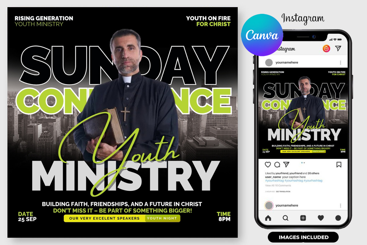 Youth Ministry Flyer  Editable Canva, a Graphic by graphicforest (Photo 2 of 3)