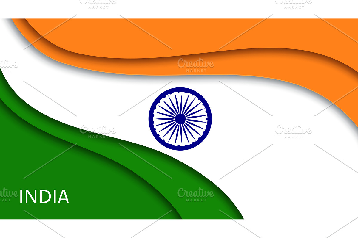 15 August paper cut flag of India, a Decorative Illustration by Vector Tradition