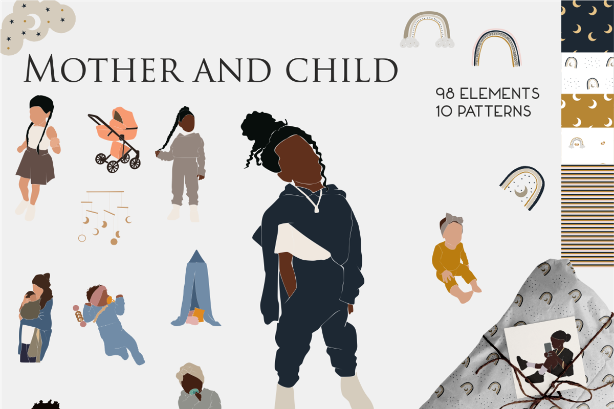 Children's clipart, child and mother, a Person Illustration by Yana_mide (Photo 1 of 9)