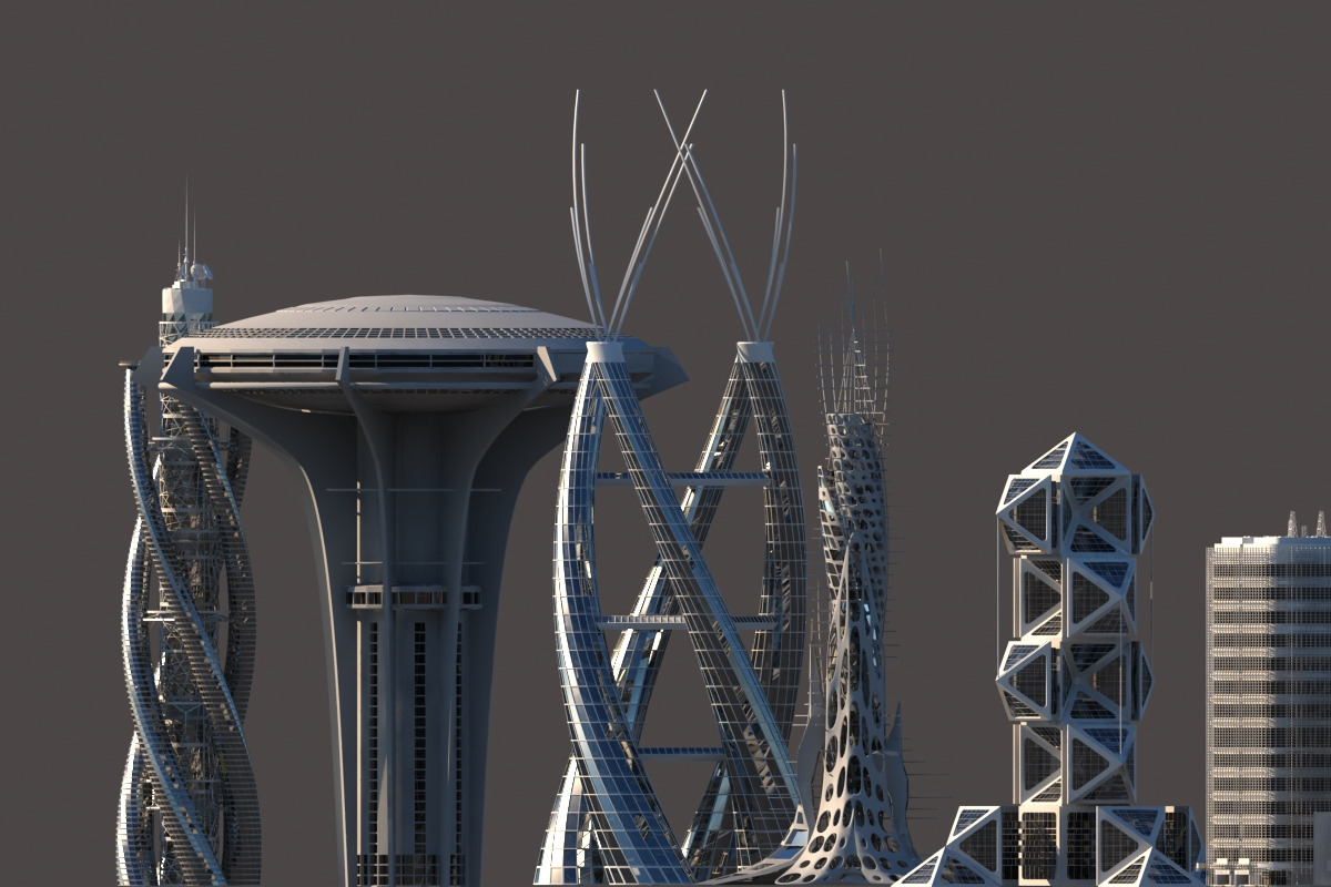 Futuristic Skyscrapers, an Architecture 3D Model by Giimann (Photo 1 of 10)