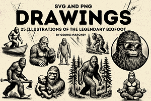 Bigfoot Sasquatch Illustrations Pack