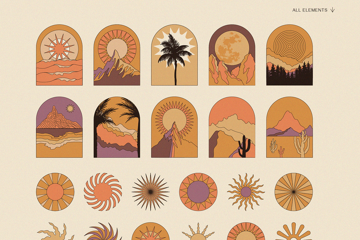 Landscapes - vector design elements, a Background Graphic by venimo (Photo 7 of 7)