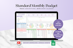 Standard Monthly Budget - Pastel