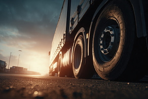Truck parked on road at sunset, a Photo by Beautiful things
