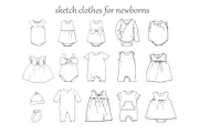 Sketch of clothes for newborns(girl), an Illustration by Sweet_print (Thumbnail 1 of 3)