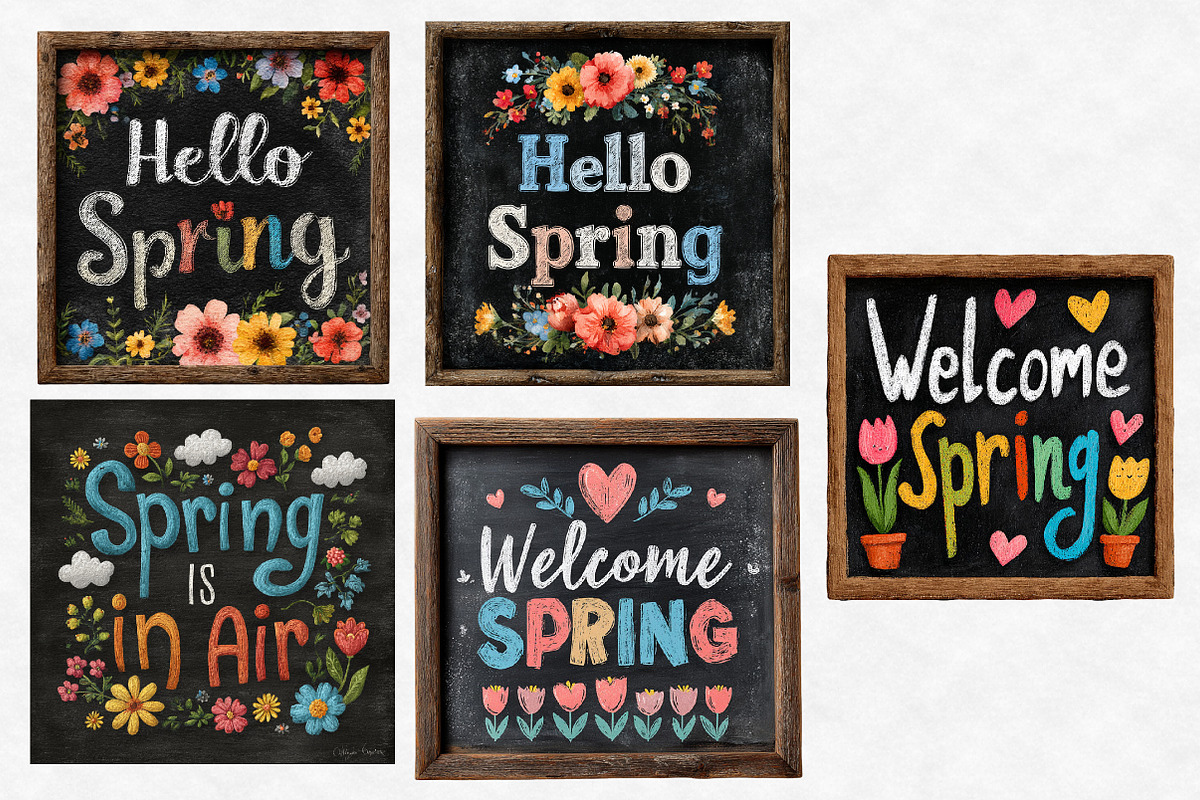 Hello Spring School Chalkboard Clipa, an Illustration by Designworld (Photo 3 of 4)