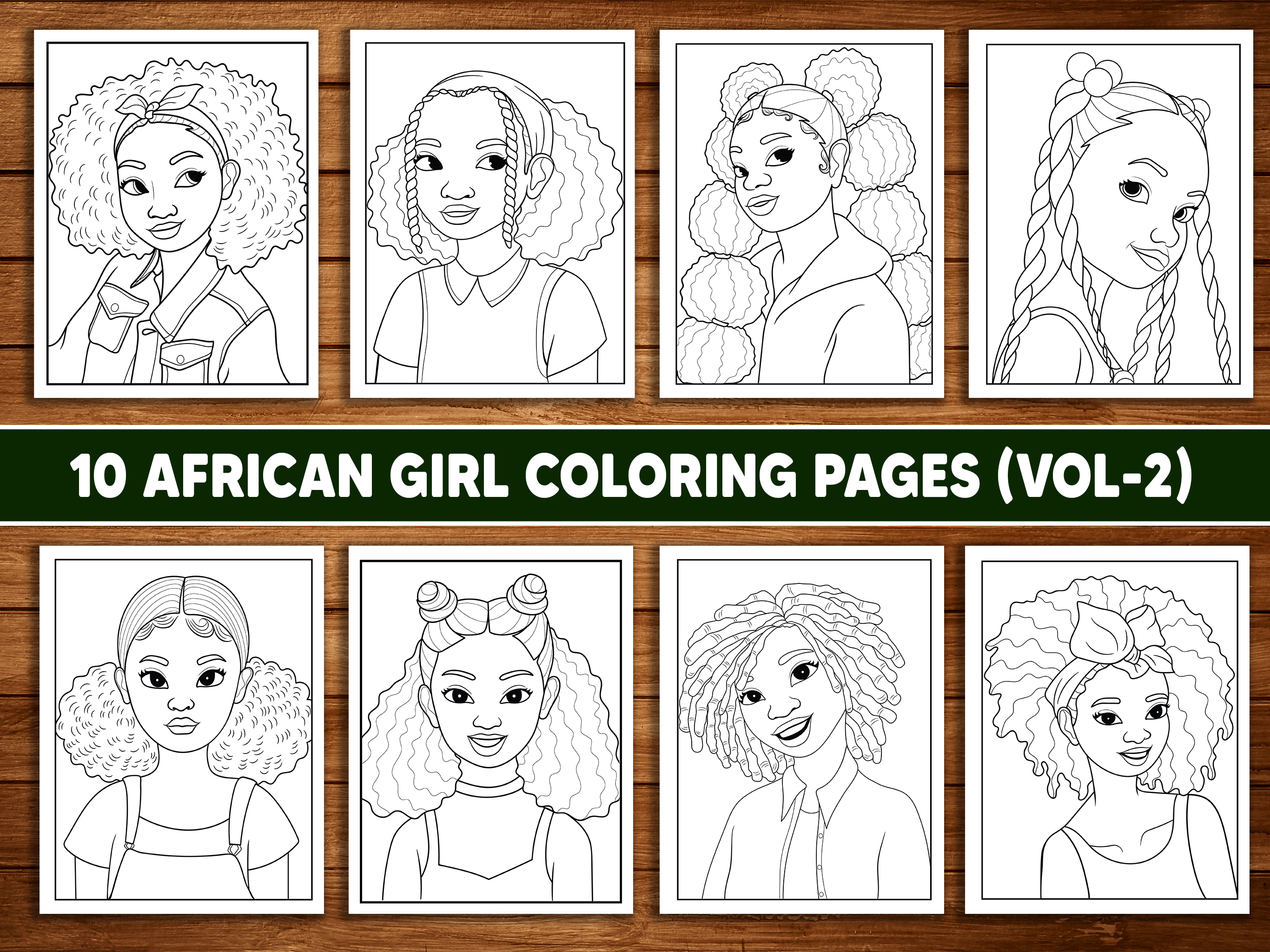 African Black Woman Coloring Page, image size:2732x2048