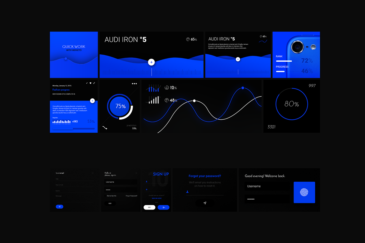Black & Blue (Dark UI KIT), an UI Kit Template by Filip Korzycki (Photo 2 of 8)