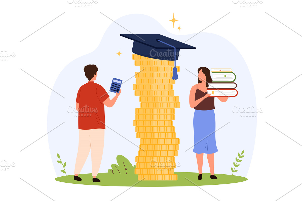 Students Calculating Higher support, an Education Illustration by Flashvector