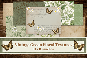 Vintage green digital papers,