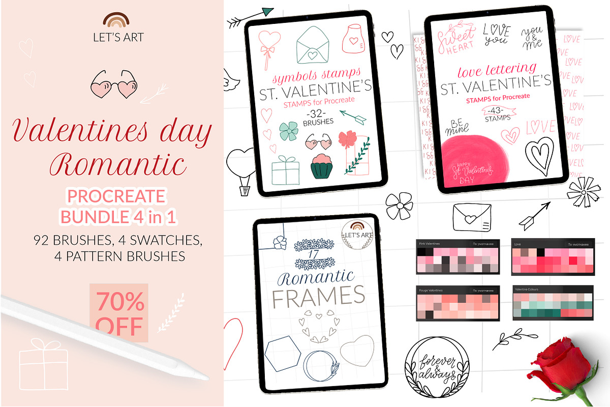 Valentines doodle Procreate BUNDLE, a Brush Add-On by Let's Art (Photo 10 of 10)