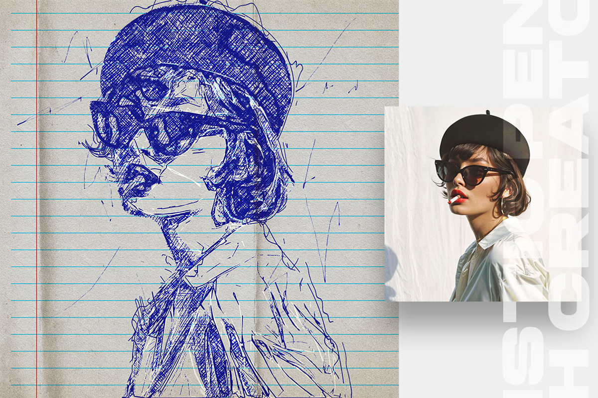 Realistic Pen Sketch Creator, an Action Add-On by Amorjesu.com (Photo 12 of 37)