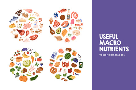Food macronutrients groups set, a Food Illustration by Good Studio