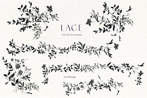 Lace Hand Painted Floral Clip Art