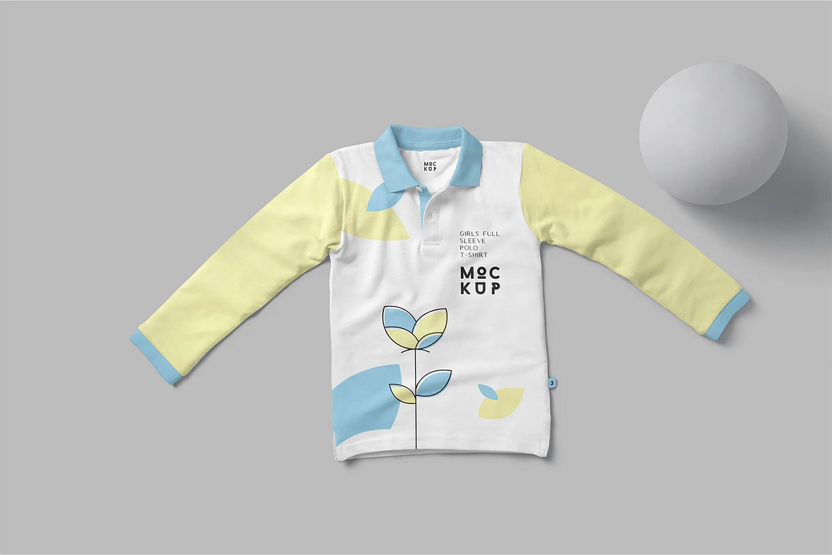 Girl Full Sleeve Polo Shirt Mockups, a Shirt Mockup by megostudi0 (Photo 5 of 6)