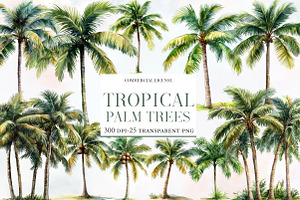 Watercolor Tropical Palm Trees, an Illustration by Designworld