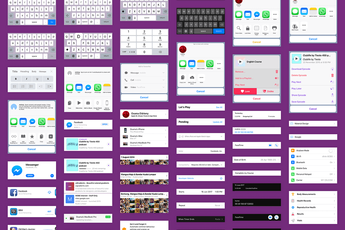 iOS11 GUI KIT Illustrator Sketch XD, an UI Kit Template by Ui Markets (Photo 5 of 21)