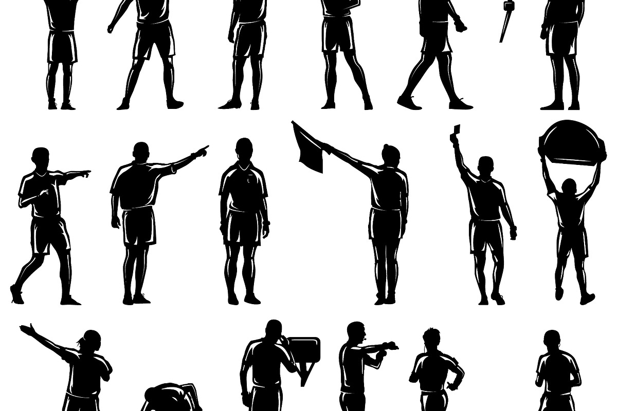 18 soccer referee silhouettes, a Sport Illustration by LogosDen (Photo 2 of 3)