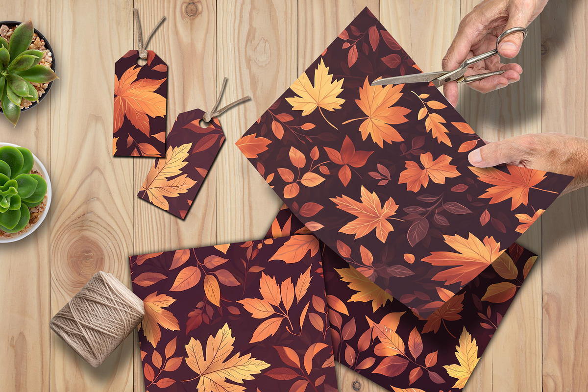 Autumn Ember Leaves Journal Pages, a Background Graphic by V Design Creator (Photo 5 of 12)
