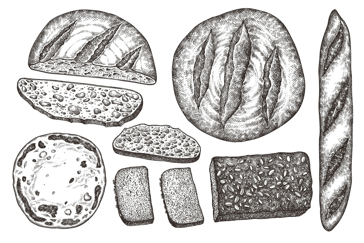 Baked Bread Vector Illustrations, a Food Illustration by Lubov Illustrations Shop (Photo 4 of 7)