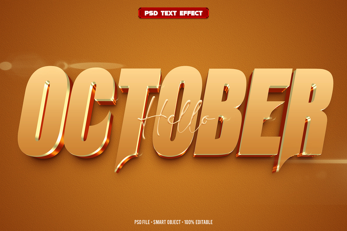 October 3D editable text effect, a Layer Style Add-On by Hello Muh