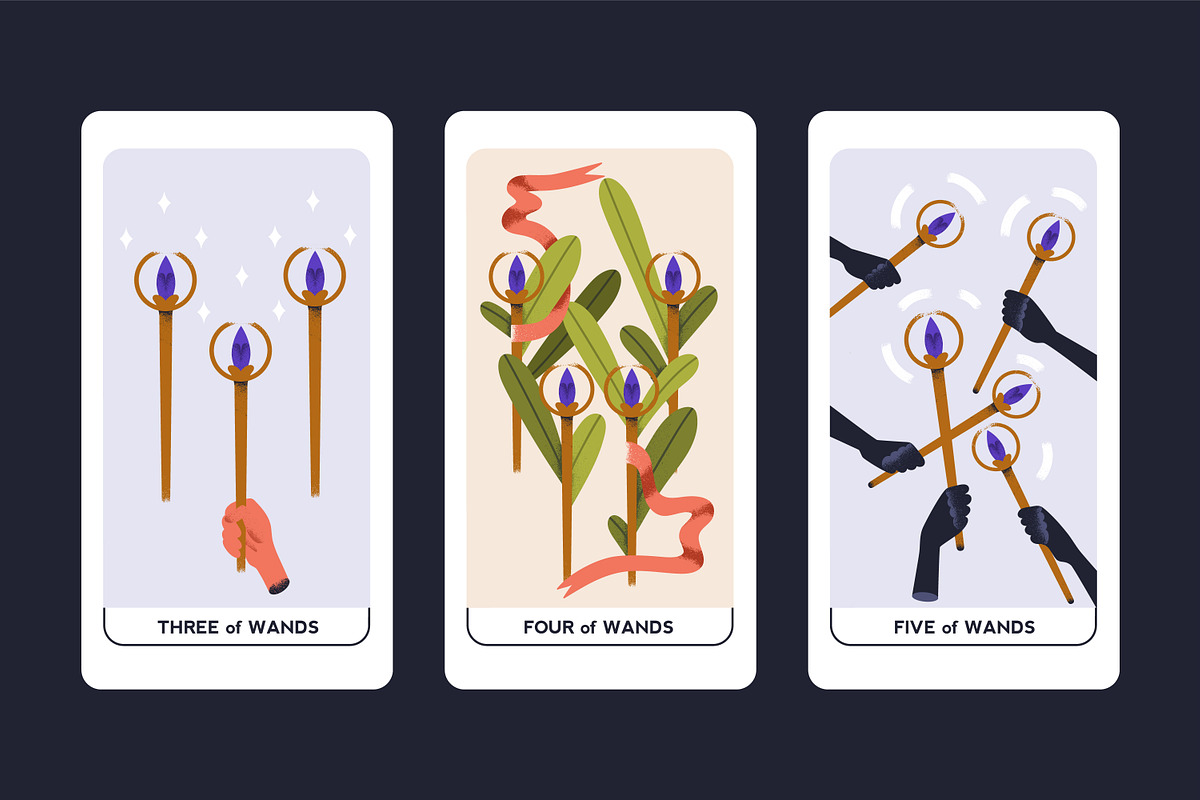 Suit of Wands tarot cards set, an Illustration by Good Studio (Photo 4 of 6)