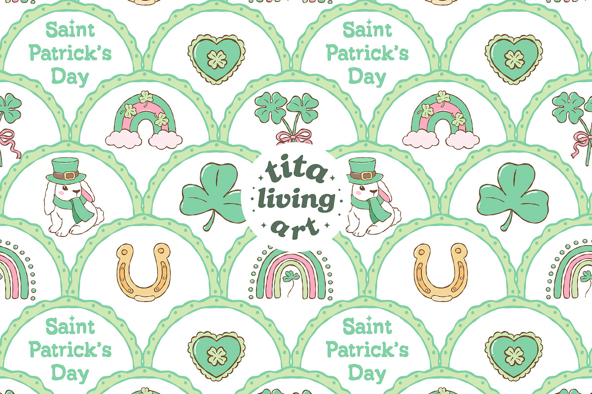 Lucky Scalloped Seamless Pattern, a Seasonal Illustration by TitaLivingArt (Photo 1 of 13)