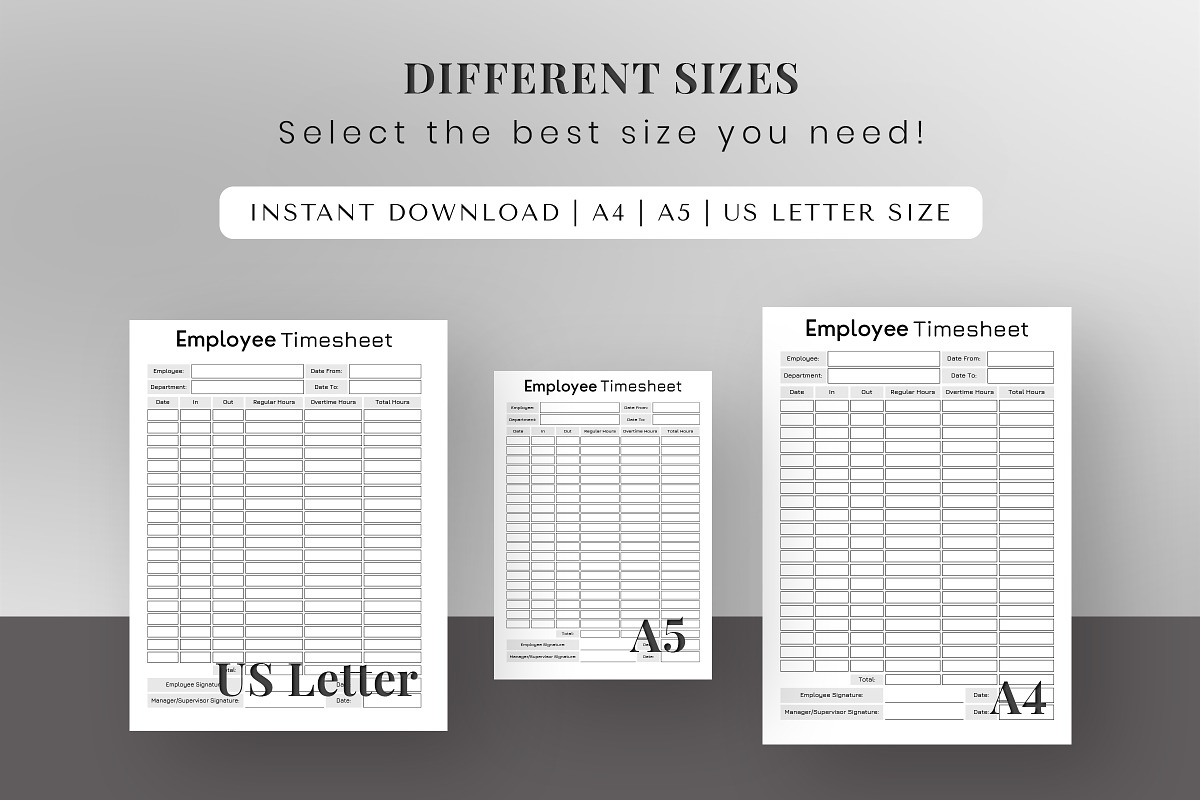 Fillable Employee Timesheet, a Print Template by Snapybiz