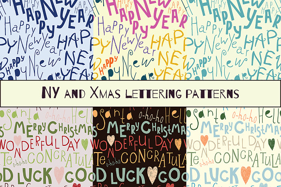 New Year And Xmas Lettering Patterns