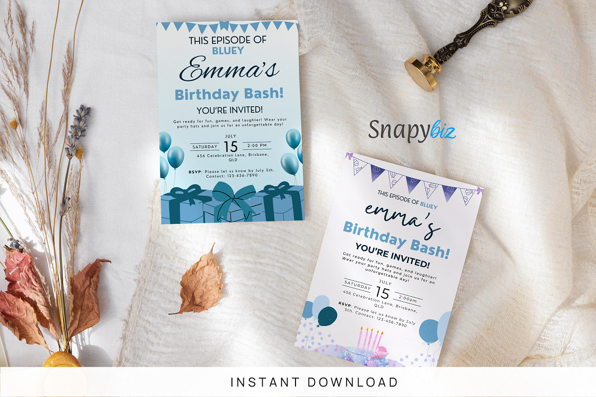 Bluey Birthday Invitation Canva Temp, an Invitation Template by Snapybiz (Photo 7 of 10)
