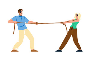 Man and woman pulling rope in, a Person Illustration by pikepicture