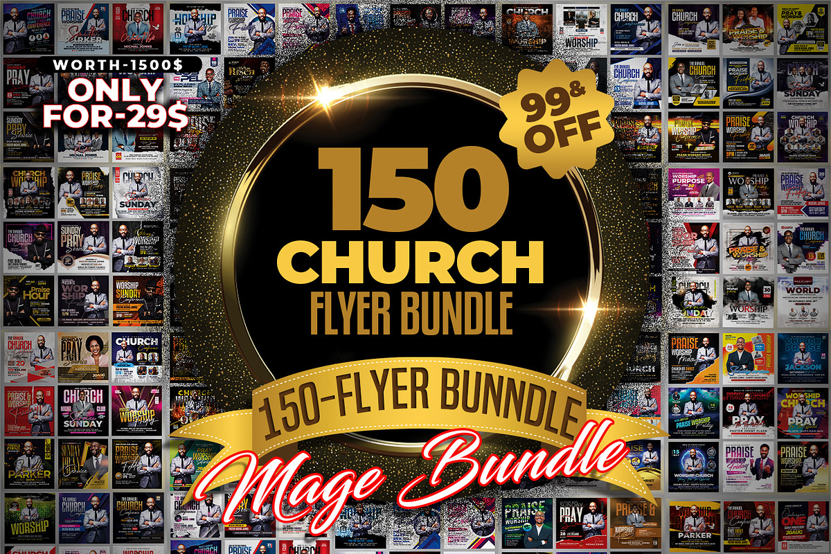 150+ Church Flyers Bundle, a Flyer Template by AfzaalGraphics (Photo 1 of 18)