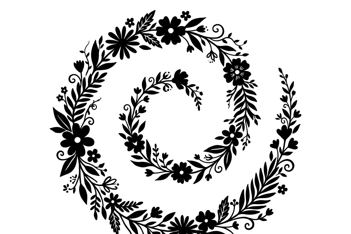 50 Elegant Floral Leaf Spiral Frame, a Decorative Illustration by Amazin_art (Photo 11 of 25)