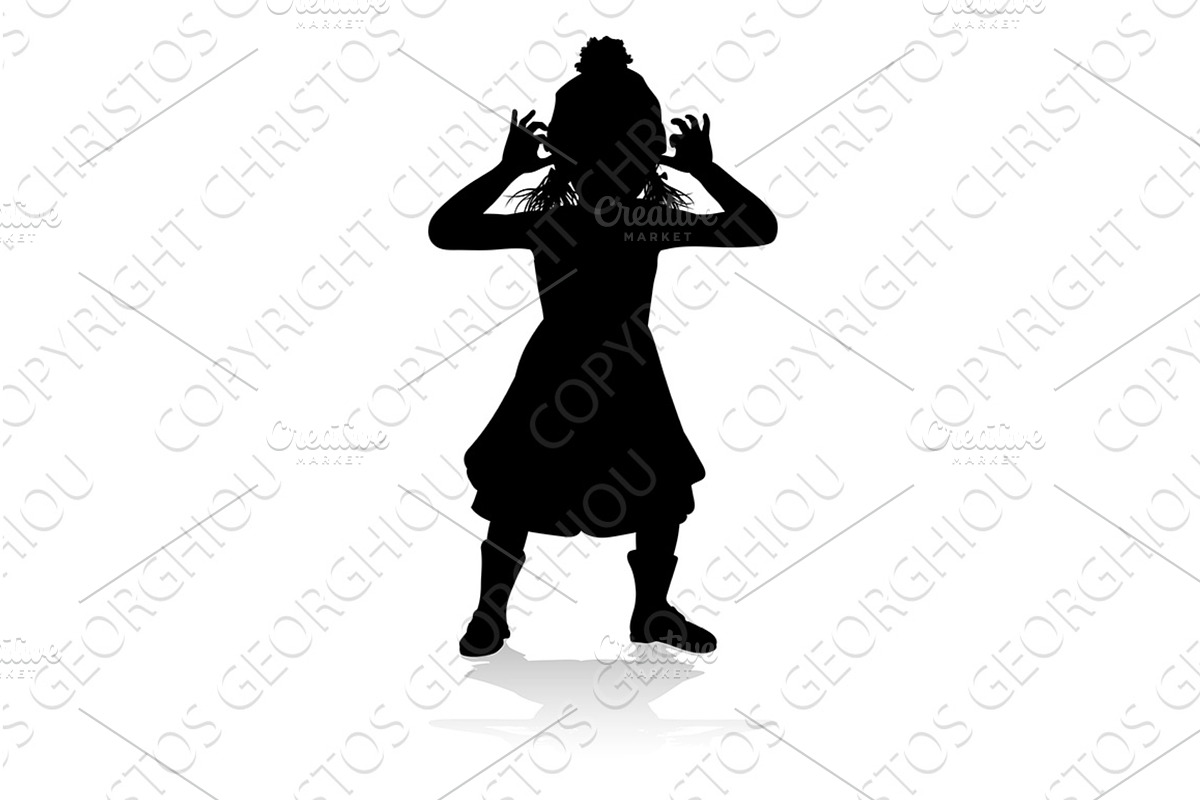 Silhouette Kid Child In Winter, an Illustration by Christos Georghiou