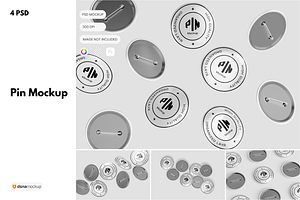 Round Pin Badges Mockup, a Merchandise Mockup by DSNA Mockup