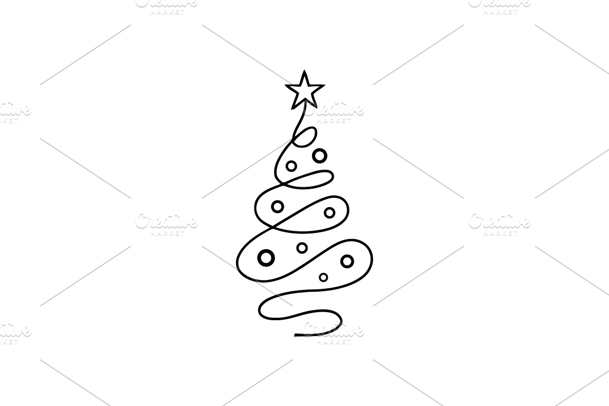Spiral Star Line Christmas Tree, a Branding & Logo Template by Vectorium Studio (Photo 1 of 2)