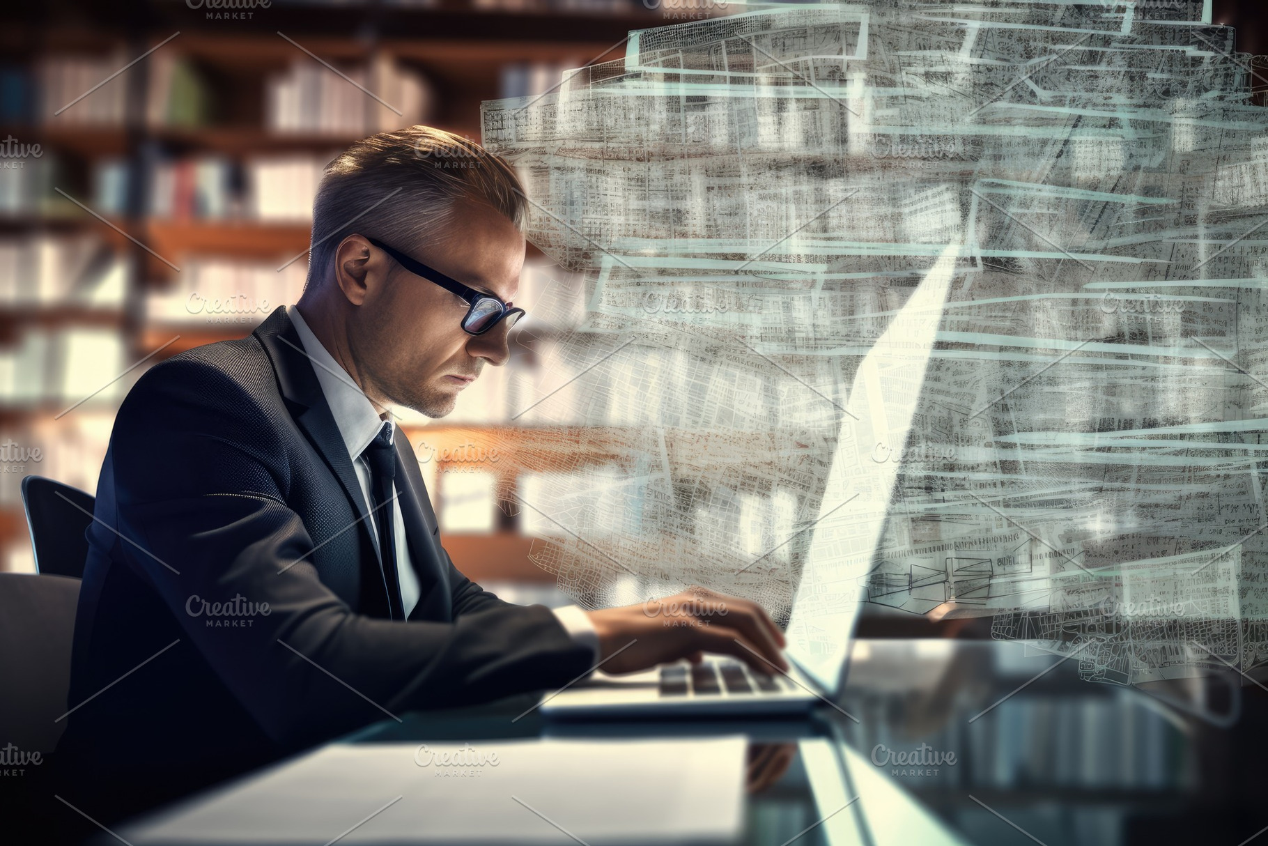 Handsome businessman using laptop in, a Photo by Iftikhar Alam