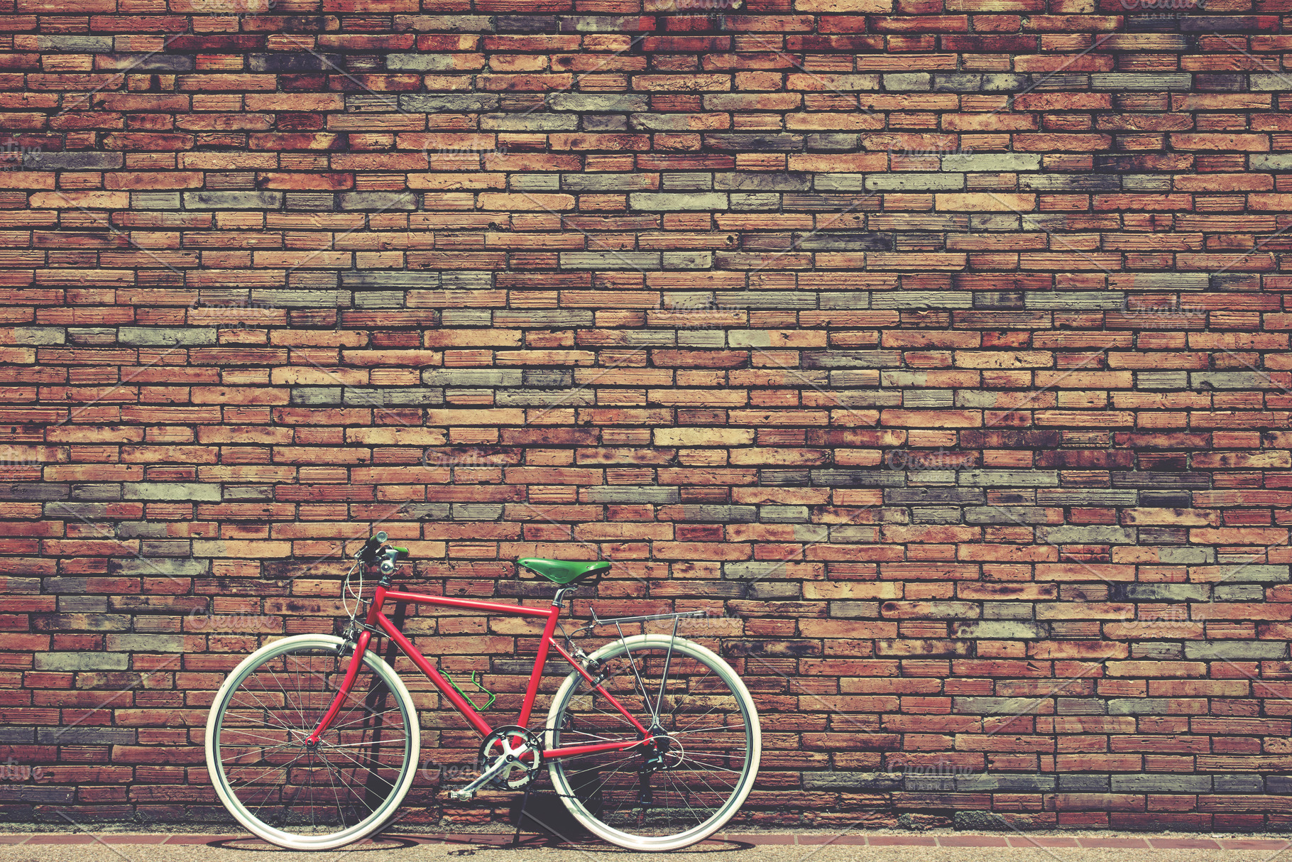 Red bicycle stock photo containing bike and wheel, a Transportation Photo by jakkapan