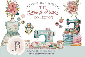 Watercolor Sewing Clipart