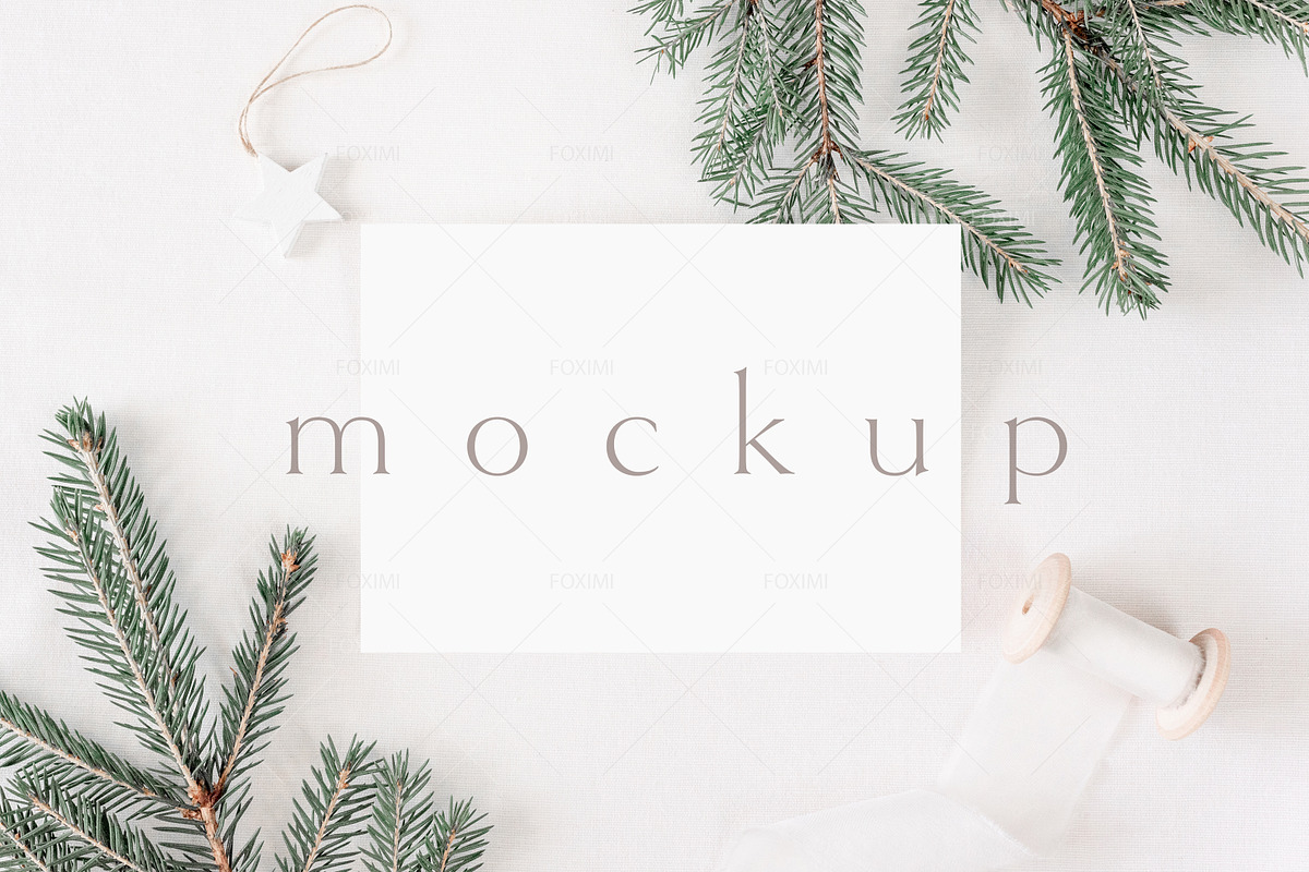 7x5 Christmas Card Mockup, P05, a Product Mockup by FOXIMIDesign (Photo 2 of 6)