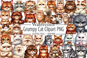 Cute Grumpy Cat Clipart PNG, an Illustration by Libby Wishes