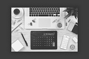 iPad on Office Desk Top View Mockup, a Pens & Pencil Mockup by Mockups & Illustrations (Thumbnail 3 of 9)