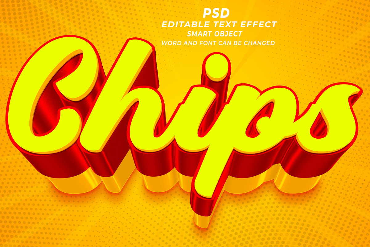 Chips PSD 3d Editable Text Effect, a Brushes & More by TrueVector