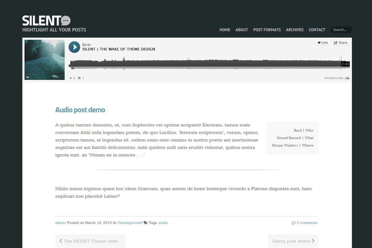 SILENT | Hightlights all your post, a WordPress Template by Bardpresent (Photo 4 of 5)