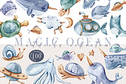 Nautical nursery watercolor clipart