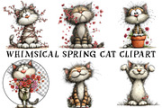 Whimsical Spring Cat Clipart, an Illustration by OK Design (Thumbnail 2 of 6)
