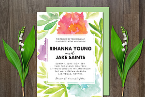 Wedding Invitation Watercolor Flower