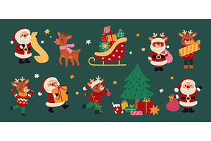 Cartoon santa and deer characters, an Object Illustration by YummyBuum