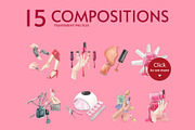 Nail Salon Watercolor Illustration, an Object Illustration by CreativeValuation (Thumbnail 3 of 11)