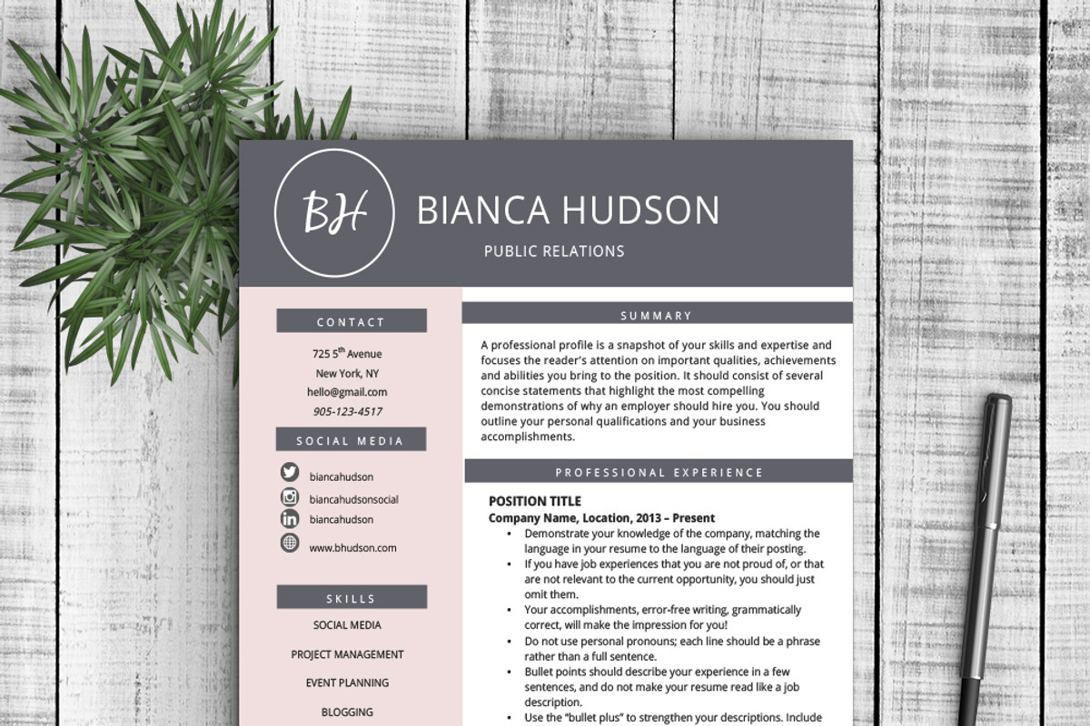 Resume Template Bianca, a Resume Template by Resume Template Shoppe (Photo 1 of 4)